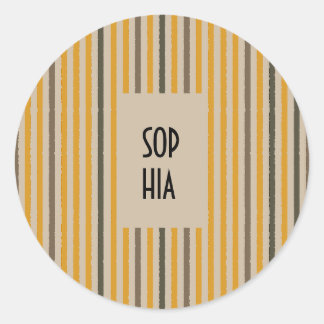 Echo Trails Round Stickers – Mustard Stripes
