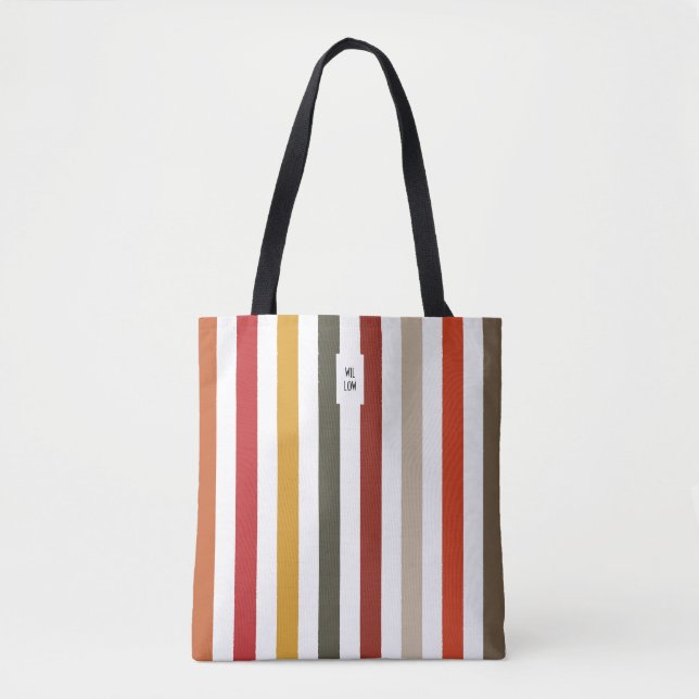 Echo Trails Tote Bag – Earthy Hues Stripes (Front)