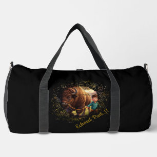 Echoed Past Whimsical Boy and Bison Custom Duffle Bag