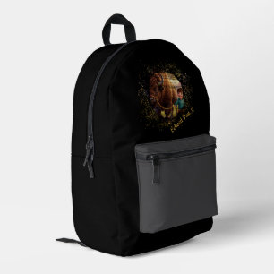 Echoed Past Whimsical Boy and Bison Printed Backpack