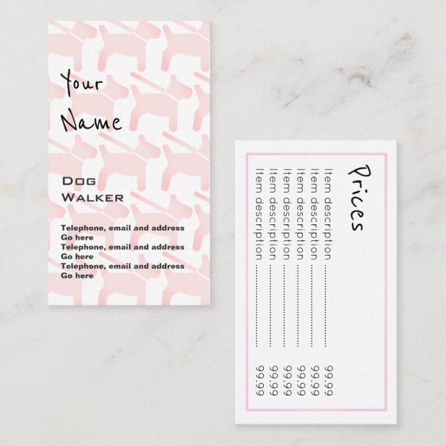 "Echoes" Dog Walker Price Cards (Front/Back)