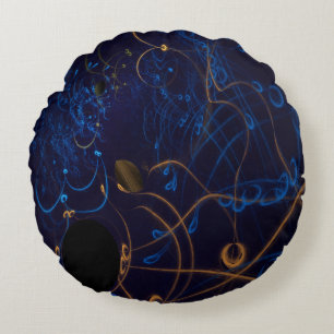 Echoes Flame Fractal Round Cushion