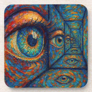 “Echoes in the Iris” - A Surreal Portrait Coaster