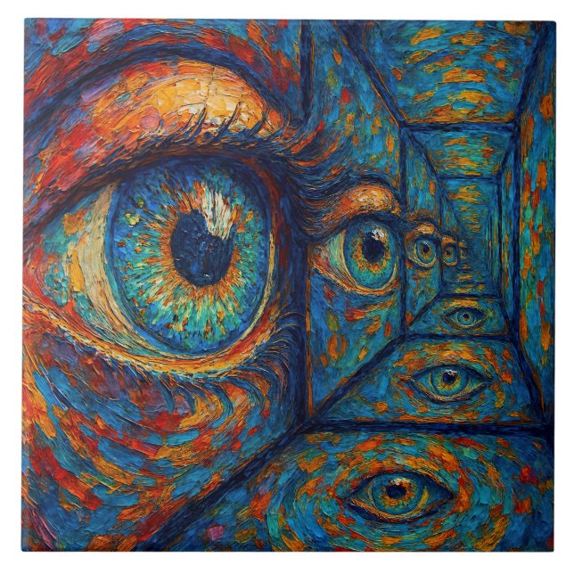 “Echoes in the Iris” - A Surreal Portrait Tile (Front)