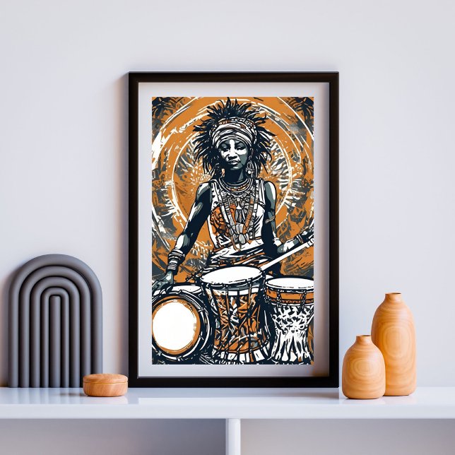 Echoes of Her Drum – Tribal Strength and Rhythm Poster (Creator Uploaded)