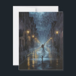Echoes of Joy Postcard<br><div class="desc">A dreamy digital oil-painted night scene where a girl dances joyfully in the rain on a glowing city street, lights reflecting off the wet pavement in a dazzling, romantic celebration of freedom and love.</div>