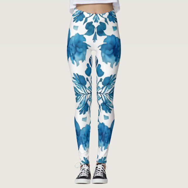Echoes of the Groovy: Boho Watercolor Pattern Leggings (Front)