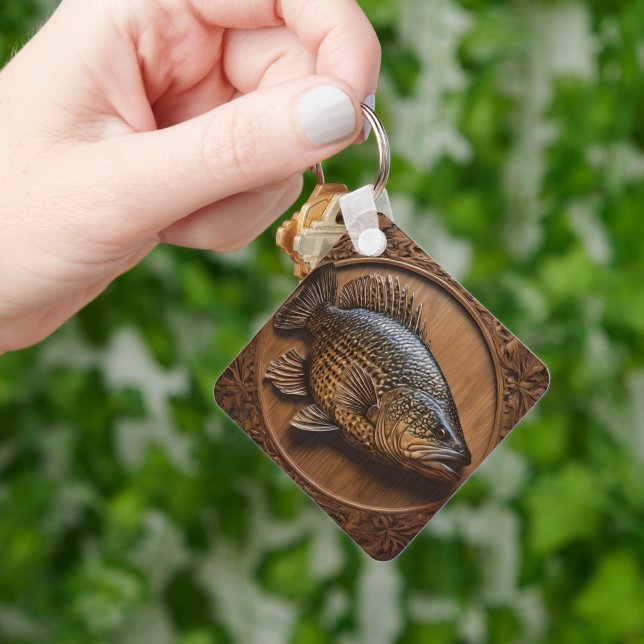 Echoes of the River: Murray Cod Wood Print,  Key Ring (Hand)