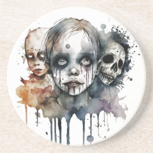 Echoes of the Unseen: Watercolor Mourning Trio Coaster