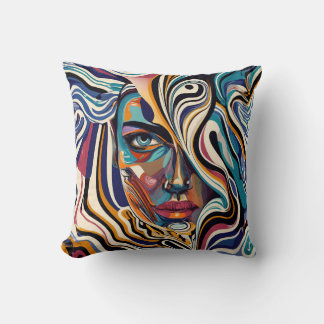 Echoes of Veiled Spectrum - 60s Charm Modern Style Cushion