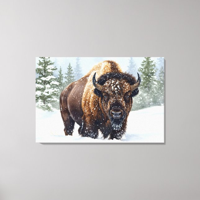 Echoes of Winter: The Bison’s Realm Canvas Print (Front)