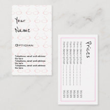 "Echoes" Optician Price Cards