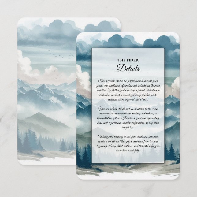 Echoes Through the Misty Pines Wedding Enclosure Card (Front/Back)
