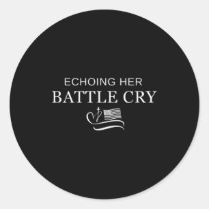 Echoing Her Battle Cry Usa Flag Christian  Classic Round Sticker