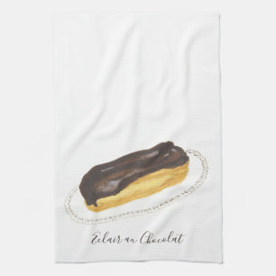 Éclair au Chocolat watercolor Tea Towel
