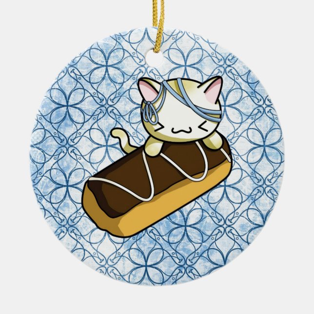 Eclair Kitty Ceramic Tree Decoration (Front)