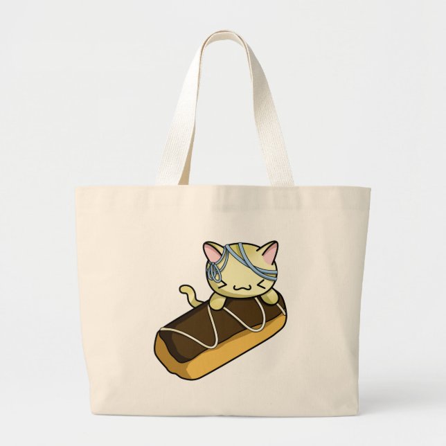 Eclair Kitty Large Tote Bag (Front)