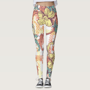 Eclectic Baroque Fabric Plaid Pattern Leggings