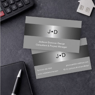 Eclectic Black Grey Silver Luxury Metallic Art Business Card