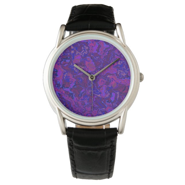 Eclectic Bohemian Bold Trippy Maximalist Marble Watch (Front)