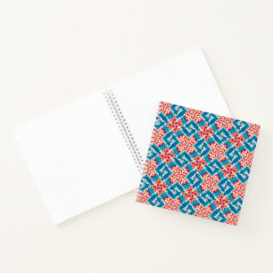 Eclectic Boho Red Turquoise Tiles Bullet Journal