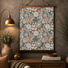 Eclectic Boho Terracotta Charcoal Botanical Floral