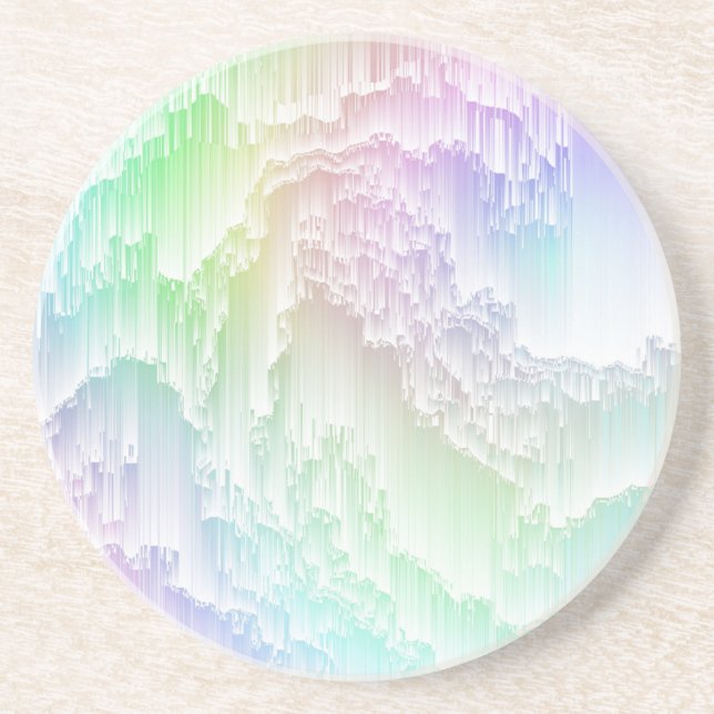 Eclectic Colorful Pastel Rainbow Glitch Abstract Coaster (Front)