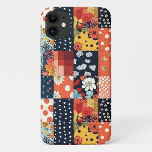 Eclectic Coral Blue Cottage Floral Patchwork Case-Mate iPhone Case