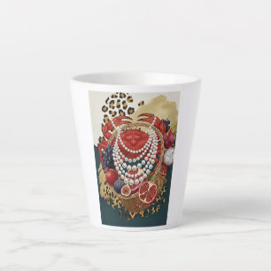 Eclectic Crab with Pearls Latte Mug, Chic Maximali Mug