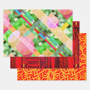 Eclectic cyber Kente on Kent Pattern sampler Wrapping Paper Sheet