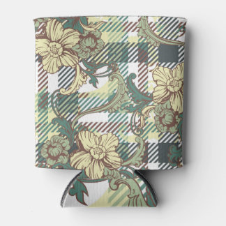 Eclectic fabric, baroque plaid pattern. can cooler