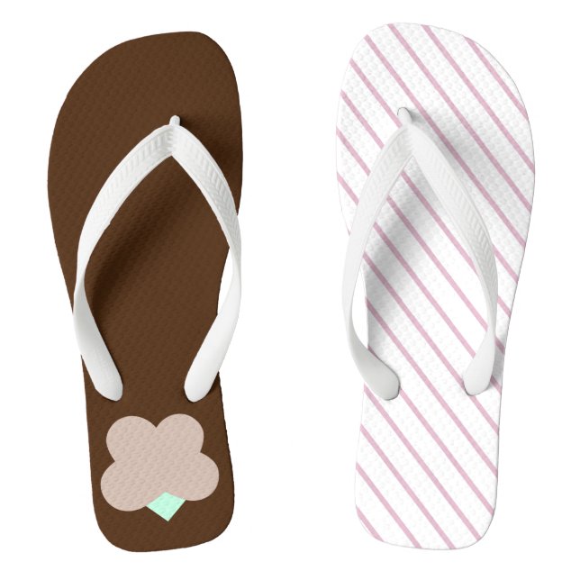 Eclectic flip flops, brown and pink jandals (Footbed)