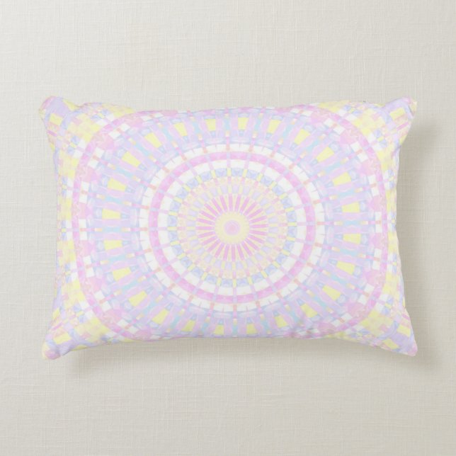 Eclectic Intricate Boho Colourful Pastel Mandala Decorative Cushion (Front)
