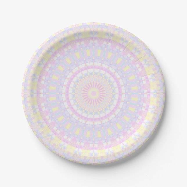Eclectic Intricate Boho Colourful Pastel Mandala Paper Plate (Front)