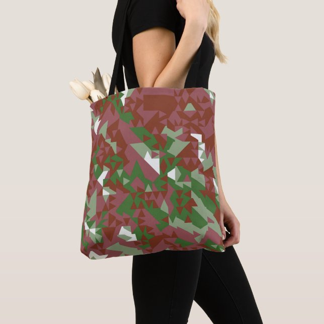 Eclectic Mod Retro Geometric Christmas Pattern Tote Bag (Close Up)