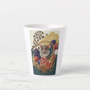 Eclectic Mouse with Pearls Latte Mug, Chic Maximal Mug