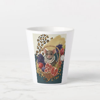 Eclectic Mouse with Pearls Latte Mug, Chic Maximal Mug