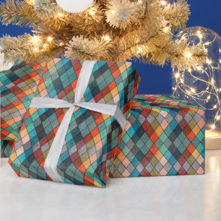 Eclectic Multi‑Hue Argyle Gift Wrap