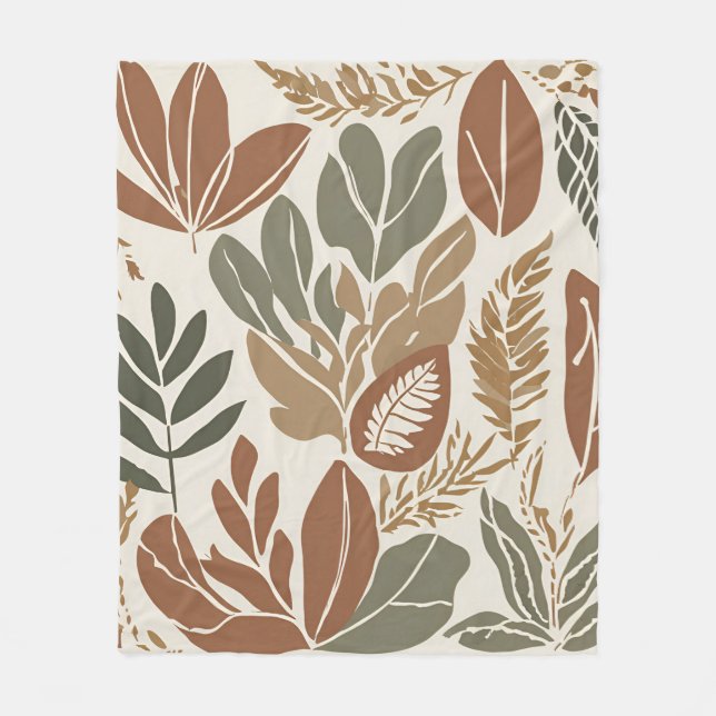 Eclectic Natural Terracotta Wildflower Rustic Boho Fleece Blanket (Front)