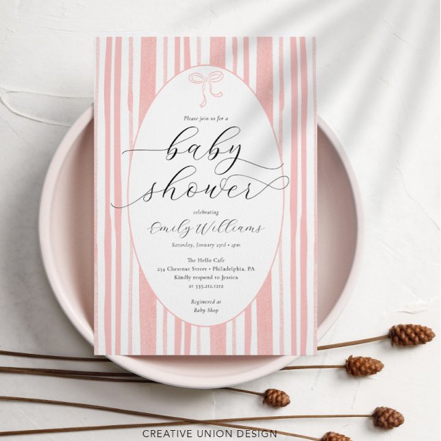 Eclectic Painted Stripes Pink Baby Shower  Invitation (Creator Uploaded)