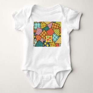 Eclectic Patchwork: Diverse Pattern Mix Baby Bodysuit