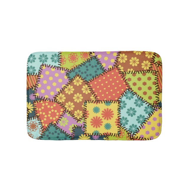 Eclectic Patchwork: Diverse Pattern Mix Bath Mat (Front)