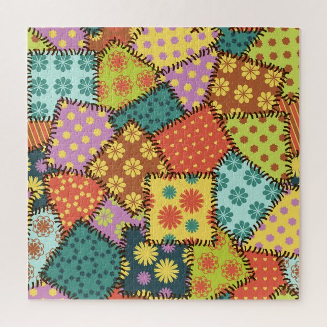Eclectic Patchwork: Diverse Pattern Mix Jigsaw Puzzle (Vertical)