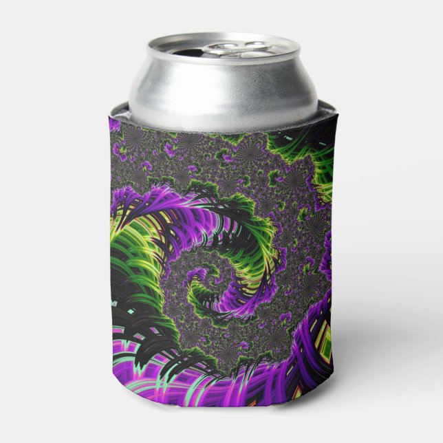 Eclectic Psychedelic Spiral Fractal Abstract Art Can Cooler (Can Front)