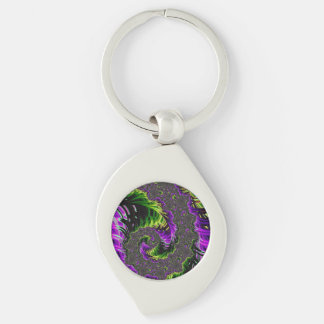 Eclectic Psychedelic Spiral Fractal Abstract Art Key Ring