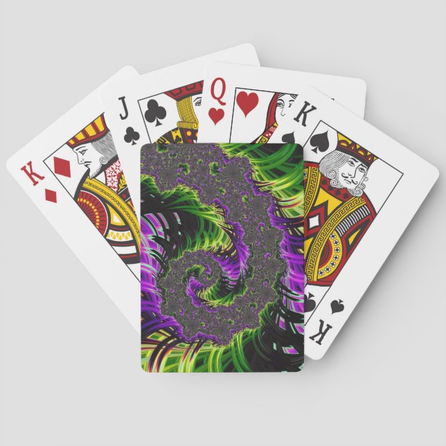 Eclectic Psychedelic Spiral Fractal Abstract Art Playing Cards (Back)