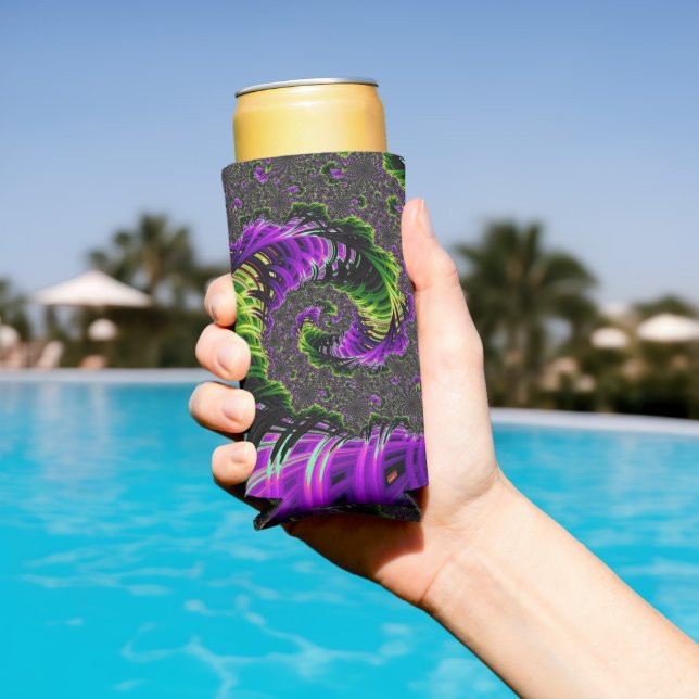 Eclectic Psychedelic Spiral Fractal Abstract Art Seltzer Can Cooler (In Situ Pool)