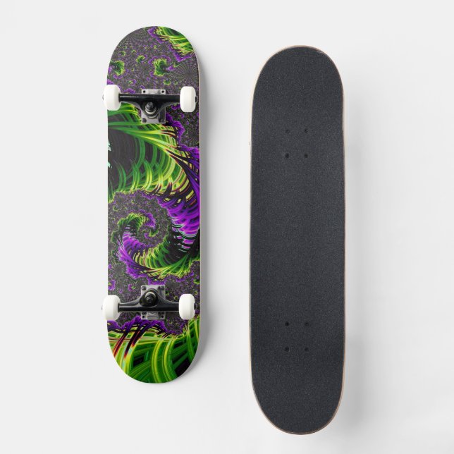 Eclectic Psychedelic Spiral Fractal Abstract Art Skateboard (Front)