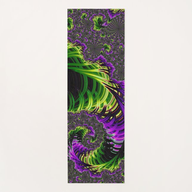 Eclectic Psychedelic Spiral Fractal Abstract Art Yoga Mat (Front)