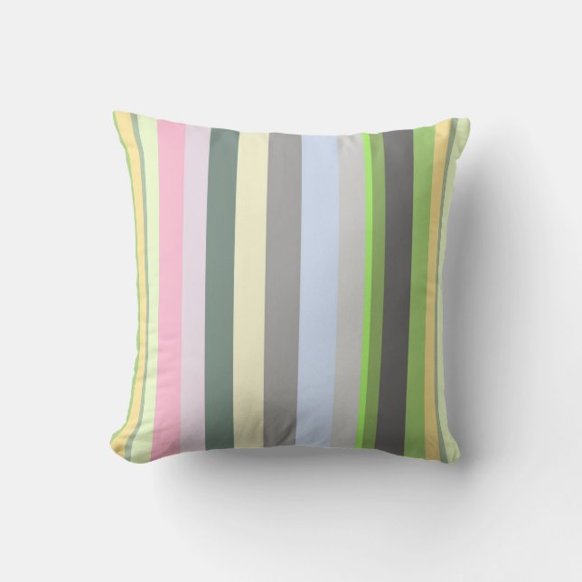 Eclectic Retro Rainbow Vertical Stripes Cushion (Front)